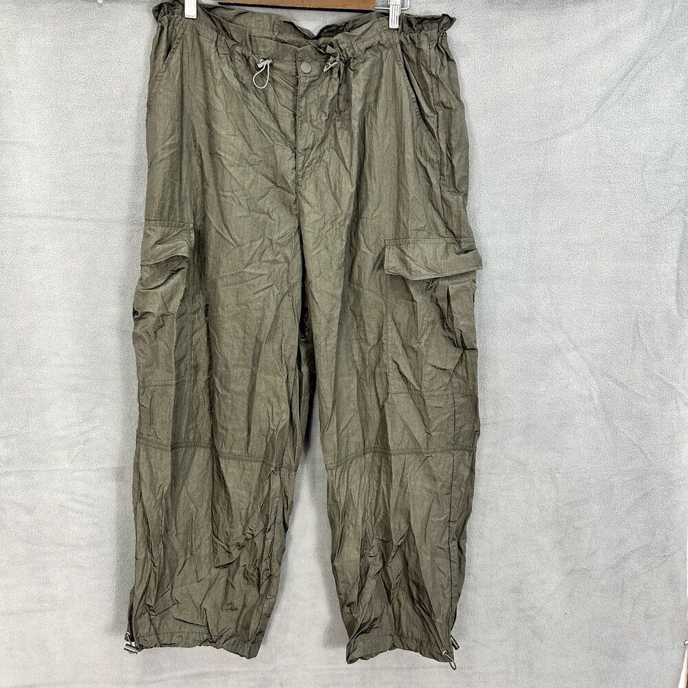 future collective skater grunge baggy wide leg cargo pants large gray nylon rave - Picture 1 of 6